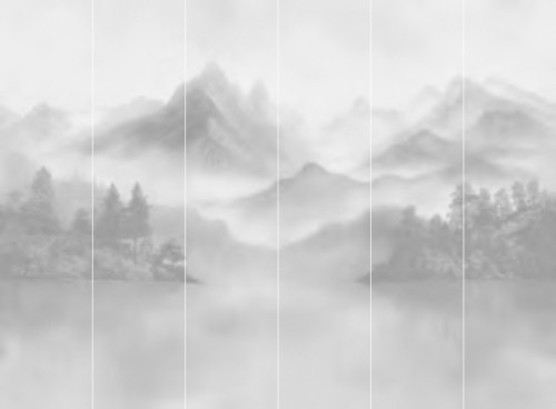 Jannelli & Volpi Mural Huangshan 41520 Wandgestaltung in Grau mit orientalischem Abstract-Design aus Vinyl - Bild 1