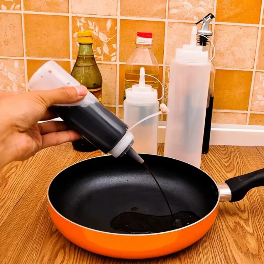 Galavilly Squeeze Sauce Flasche aus Kunststoff in Transparent für Ketchup, BBQ-Saucen und Olivenöl - Bild 4