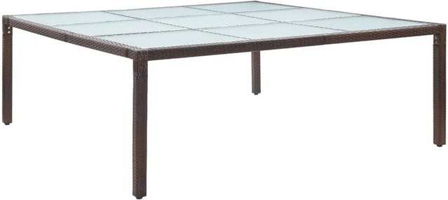 Furnicato Garten-Esstisch aus Polyrattan in Braun mit Hartglas, B/T/H: 200 x 200 x 74 cm - Bild 1