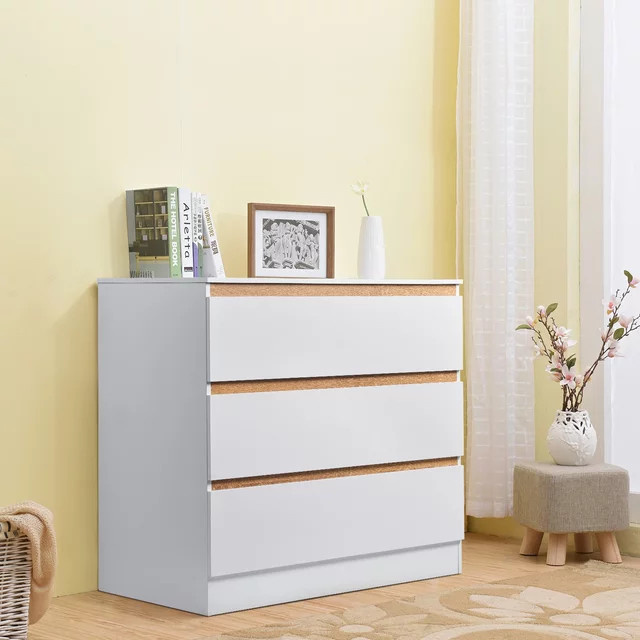 WOLTU Moderne Kommode in Weiß mit 3 Schubladen, Sideboard und Aufbewahrungsschrank, B/T/H: 80 x 48 x 78 cm - Bild 1