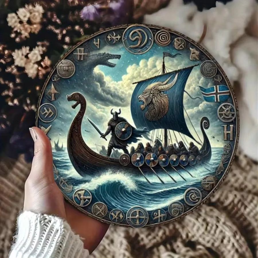 Potdemiel Wikinger Aluminiumschild im Vintage-Retro-Stil für Innen und Außen - Bild 3