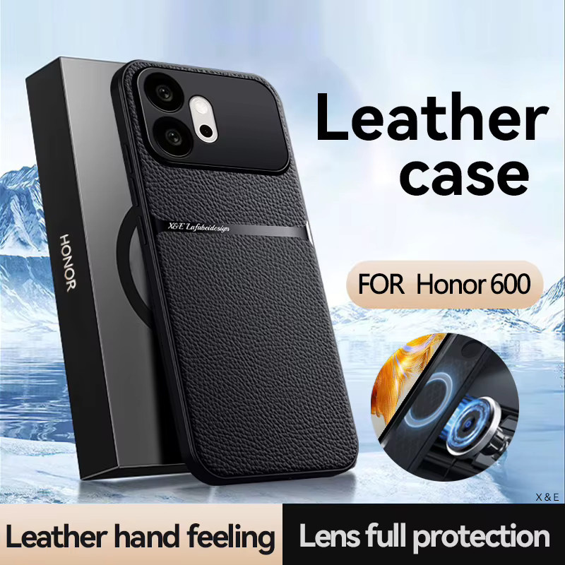 ELVEV Magnetische Handyhülle aus PU-Leder und weichem TPU für Honor 600 Pro und Honor 600 5G, Schwarz, mit Kameraschutz und ultradünnem Design - Bild 2