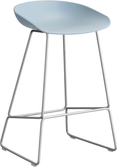 HAY About A Stool AAS 38 Hocker in Blau mit Stahlgestell und Polypropylen-Sitzschale - Bild 1