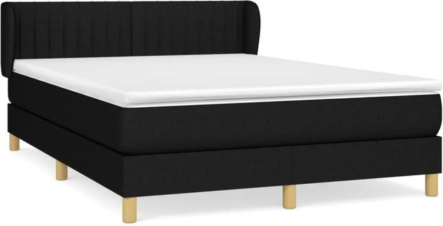 vidaXL Boxspringbett mit Matratze Schwarz, Hybrid-Design mit Taschenfederkern und Stoffbezug, B/T: 140 x 190 cm - Bild 1