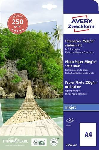 Avery Zweckform Premium Fotopapier 2559-20, DIN A4, 250 g/m², 20 Blatt, satin, für Inkjet-Drucker - Bild 1