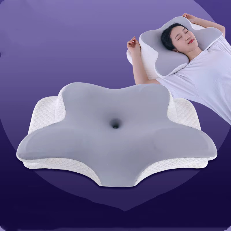 EGW Memory Foam Nackenkissen in Schmetterlingsform zur Entspannung und Zervikalstütze, Grau - Bild 2