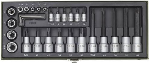 Proxxon Steckschlüsselsatz TX 1/4 Zoll und 1/2 Zoll, 29-teilig, Chrome Vanadium, Silber - Bild 1