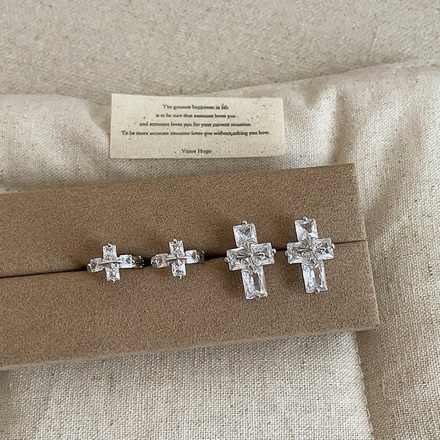 Minar Ohrstecker, Kreuz, Zirkonia, Silber, Damen - Bild 1