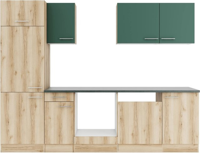 Optifit Küchenzeile KPSL 2702OE-9+ in Steingrün und Wildeiche Nachbildung, Breite: 270 cm - Bild 1