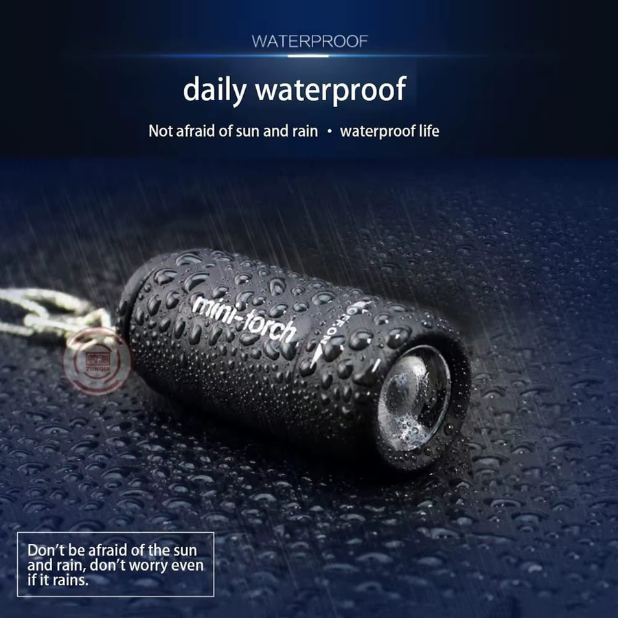 STONEGO Mini-Schlüsselanhänger-Lampe mit LED-Licht, USB wiederaufladbar und wasserdicht, Schwarz - Bild 4