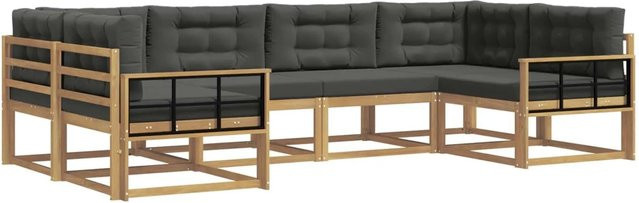 vidaXL Outdoor-Sofagarnitur mit 6 Kissen in Weiß und Anthrazit - Bild 1
