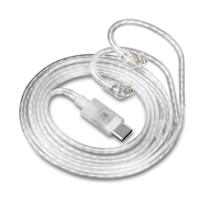 KZ Upgrade-Kabel für In-Ear Kopfhörer mit USB-C Stecker, versilbertes OFC-Material, transparent - Bild 1