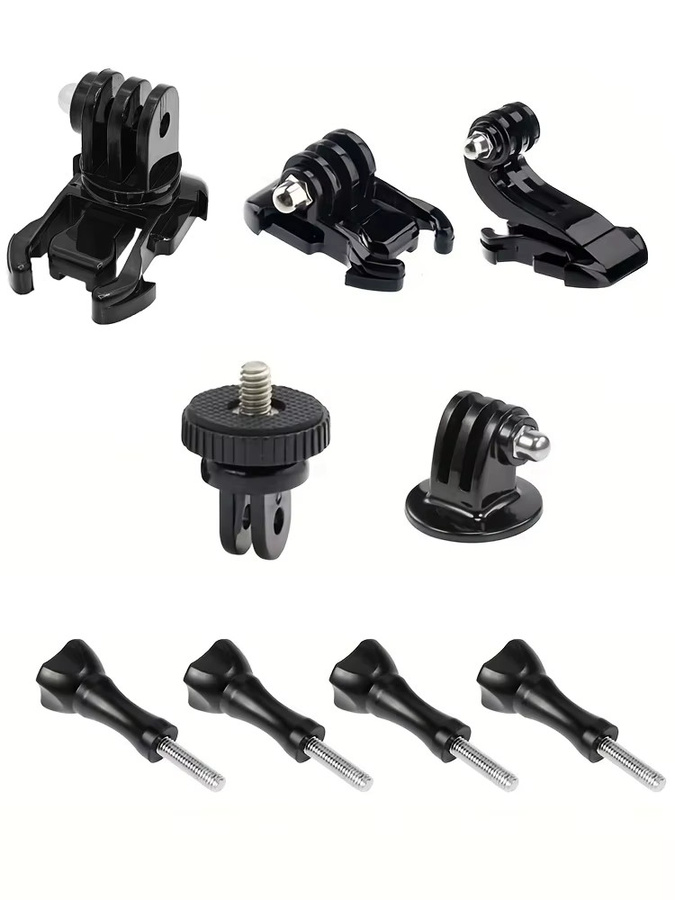 EXSKOF 9-in-1 Zubehörset für Action-Kameras in Schwarz mit Stativhalterung und Basisschraubenadapter für GoPro Hero 13 12 11 10 9 Insta360 SJCAM AKASO DJI Osmo Action - Bild 3