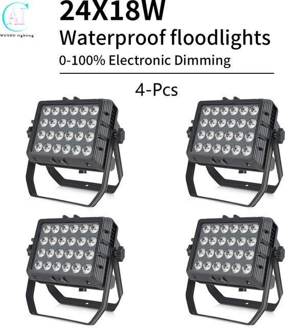 4er-Set Wasserdichte LED Bühnenstrahler RGBW UV 6 in 1 Par Licht für Outdoor-Einsatz und DJ-Equipment in Schwarz - Bild 1
