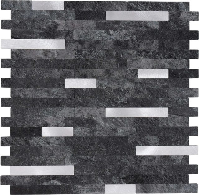 Dalsys Selbstklebende Fliesen in Stein- und Marmoroptik, Anthrazit Silber, 1 m² (11 Stück) - Bild 1
