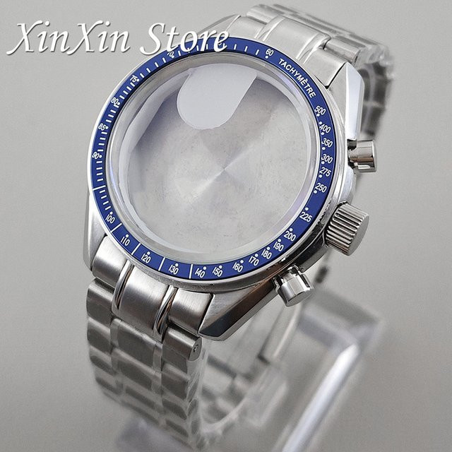 XINGHAN Chronograph Herren, Edelstahl, Silber, blaue Lünette, 39,7 mm - Bild 1