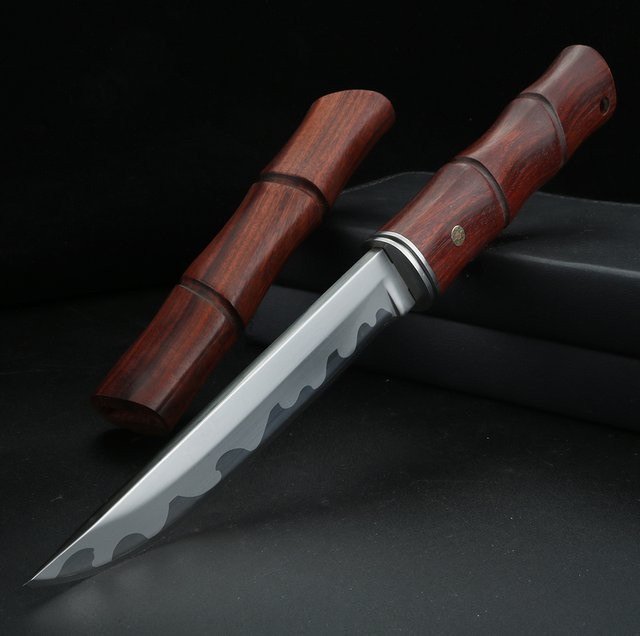 ALLWIN HOUSEWARE W Fleischschneider aus Edelstahl mit SKD-11 Stahlklinge und brauner Holzscheide - Bild 1