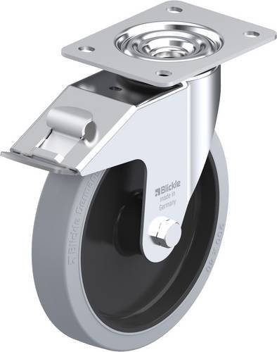 Blickle Lenkrolle LE-POEV 201R-FI-SG mit Feststeller, Rad-Durchmesser: 20 cm, Tragfähigkeit: 300 kg, grau/schwarz, verzinkt - Bild 1