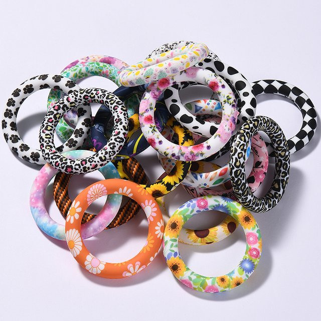 GIOIO 10er Set Baby Silikon Beißringe in Mehrfarbig, Durchmesser: 6,5 cm, lebensmittelechtes Silikon für Schnuckelkette und DIY-Schmuck - Bild 1
