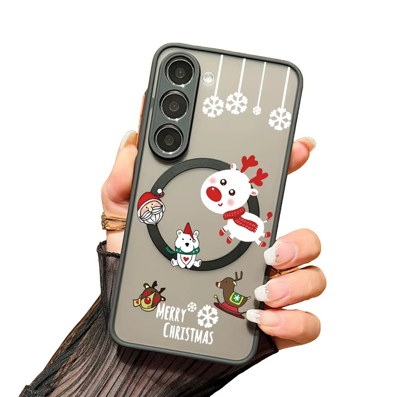 Frohe Weihnachten Handyhülle für Samsung Galaxy S25 Edge S24 Plus S23 S22 Ultra S24 S23 FE A56 A36 A26 A16 A55 A15 mit magnetischer Abdeckung in Schwarz - Bild 2