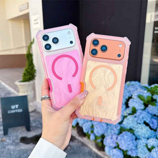 Magnetische Laser-Dazzling Handyhülle für Apple iPhone 17 Air 16 15 14 13 Pro Max mit doppelt bunter Kamera-Stoßschutzschicht in Multicolour und Blau - Bild 1