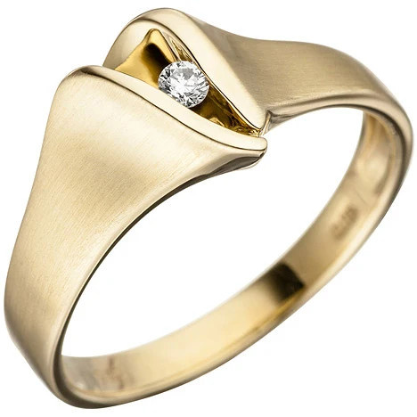 Colfem Ring 585 Gelbgold, matt, Diamant, Damen, Ringgröße 54 - Bild 1