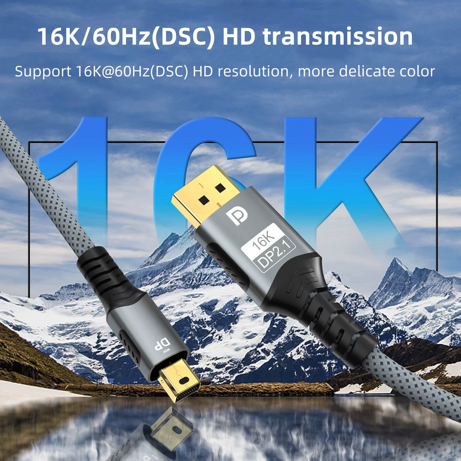 FDBOY Mini-DP zu DisplayPort Kabel DP2.1 Bidirektional 16K@60Hz und 8K@120Hz für MacBook Air und Monitor - Bild 3