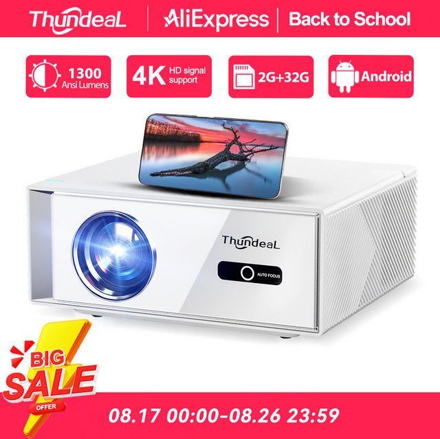 ThundeaL TD95W LED-Projektor in Weiß mit 4K UHD, Full HD 1080P und Android WIFI für dein Heimkino und Outdoor-Erlebnisse - Bild 1