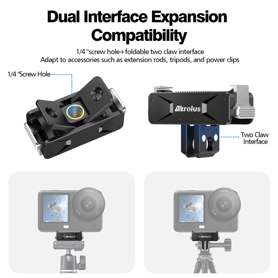 DJI Magnetischer Adapter-Halter aus Metall für OSMO Nano, OSMO 360 und Action 6/5/4/3 Pro, Faltbare Schnellverschlussbasis für Kamerastative, Schwarz - Bild 5