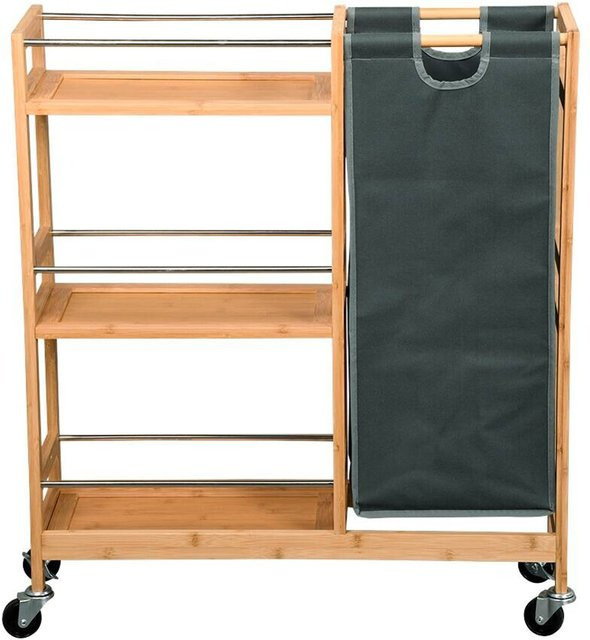 Kesper Nischenwagen mit Flaschensammler aus Bambus in Grau/Braun, B/H/L: 24,5 x 9,5 x 79 cm - Bild 1