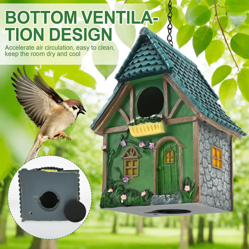 Willstar Hängendes Vogelhaus aus Kunstharz in Bunt mit floralem Design als Unterschlupf für Kleinvögel - Bild 4