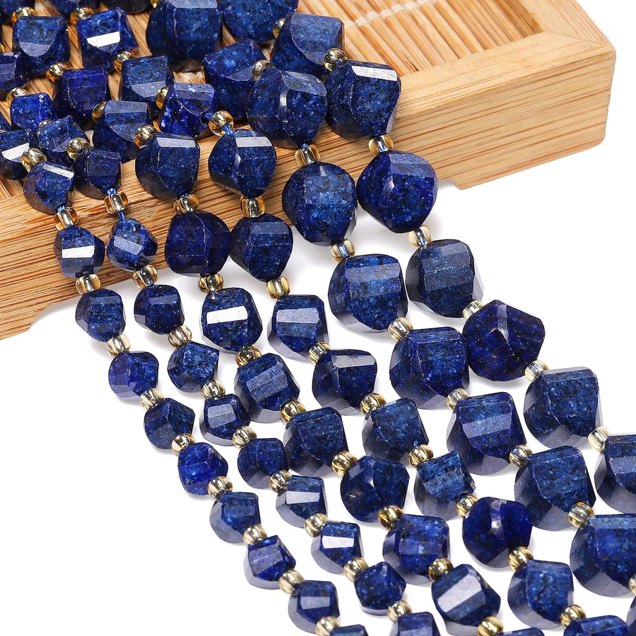 Lapislazuli Perlen, facettiert, Twist Form, 6-10mm - Bild 5