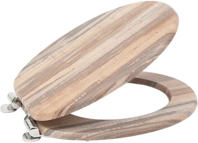 SINOBATH WC Sitz mit Absenkautomatik aus MDF Holzkern, oval, braun, B: 43,5 cm, T: 37,8 cm, H: 5,0 cm - Bild 1