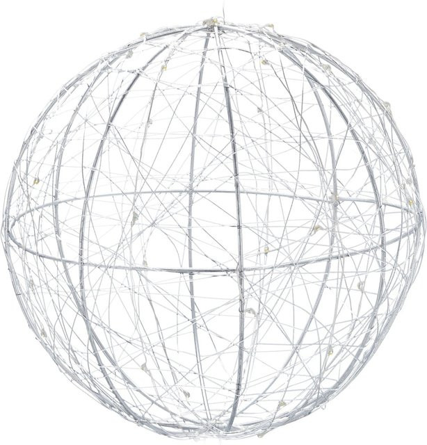 Relaxdays LED Dekokugel aus Eisen in Silber mit warmweißem Licht und Automatikfunktion, Durchmesser: 20 cm - Bild 1