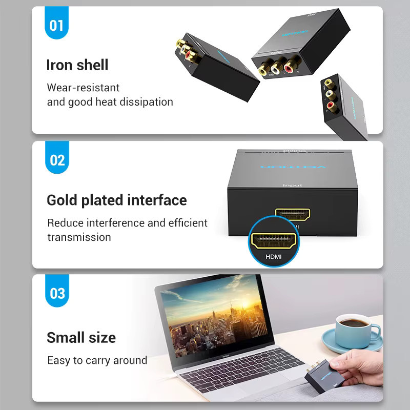 Vention HDMI zu AV Konverter HDMI auf RCA CVBS L/R Adapter in Schwarz - Bild 5