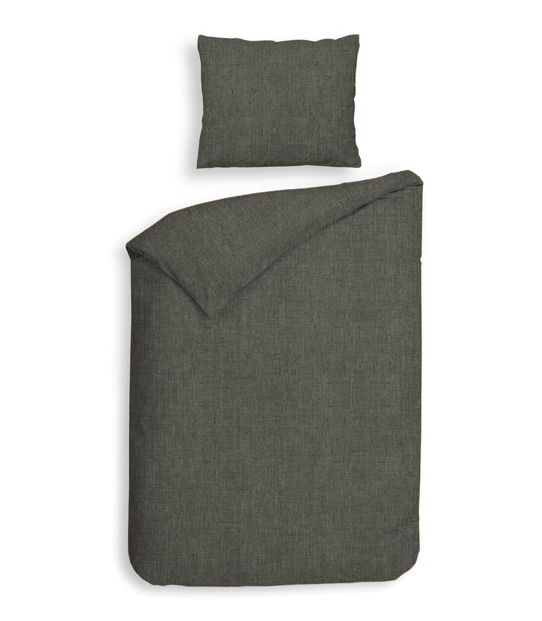 Heckett & Lane Flanell Bettwäsche aus Baumwolle in Grau Melange, B/H: 155 x 220 cm mit Kissenbezug 80 x 80 cm - Bild 1