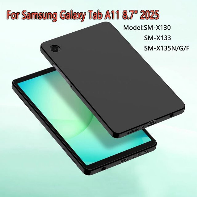 Samsung Galaxy Tab A11 8,7 Zoll Schutzhülle aus weichem Silikon mit Airbag-Schutz in Schwarz (Modelle SM-X130, SM-X133, X135N/G) - Bild 1