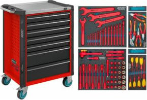 Hazet Werkstattwagen Assistent 179NX-7/70KV mit 7 Schubladen und Arbeitsplatte, Blau/Rot - Bild 1