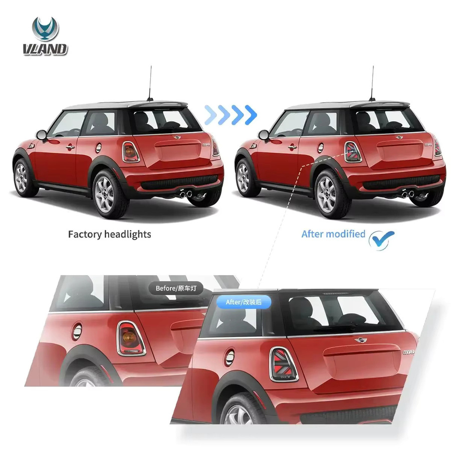 Vland II LED-Rücklichter mit bernsteinfarbenem sequentiellem Blinker für Mini Cooper 2. Generation R56 R57 R58 R59 in Orange und Rot - Bild 4