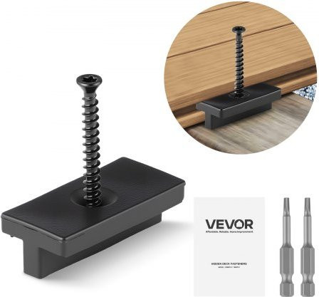 VEVOR Hidden Deck Fasteners Set für Verbunddeckplatten, 500 Stück Universal Composite Clips aus Kunststoff mit Metallschrauben, Farbe: Schwarz - Bild 1