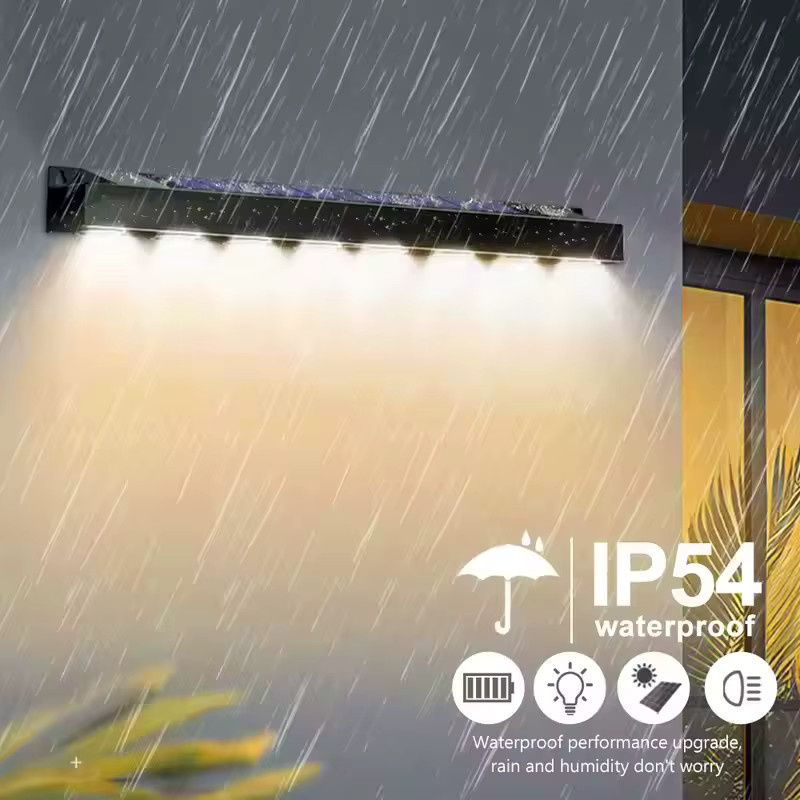 ZTree Solar-LED-Wandleuchte für den Außenbereich in Schwarz mit warmweißem Licht und wasserdichtem Design für Garten und Terrasse - Bild 2
