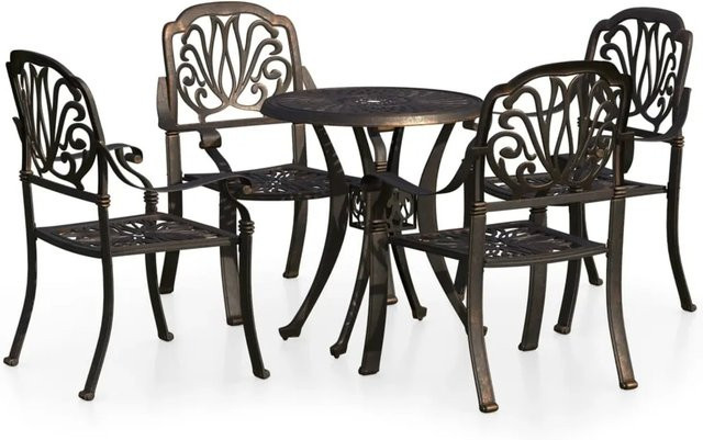 vidaXL 5-tlg Bistro-Set aus Aluminiumguss in Bronze für Garten und Außenbereich - Bild 1