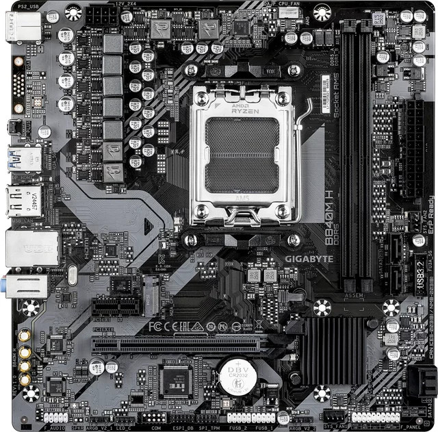 Gigabyte B840M H Mainboard micro ATX mit AMD AM5 Sockel, AMD B840 Chipsatz, 2x DDR5, NVMe/M.2, Gigabit LAN, HDMI und USB 3.2 Gen1 - Bild 2