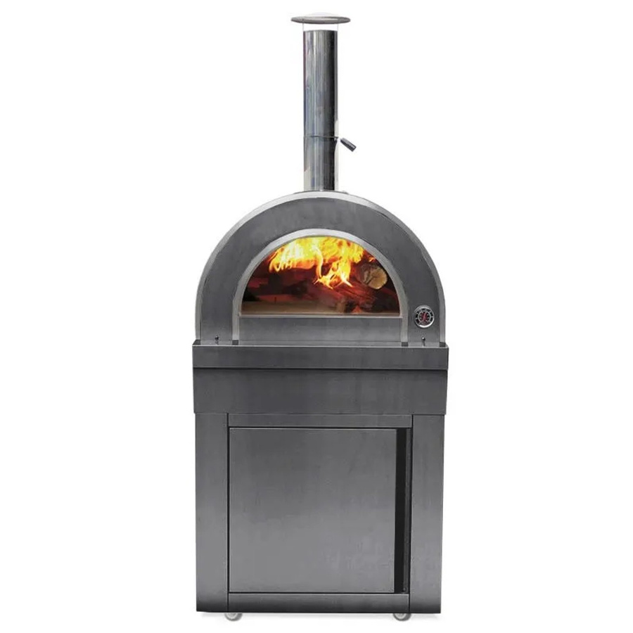 MyOutdoorKitchen Pizzaofen Naples Black Collection holzbefeuert in Schwarz-Anthrazit mit Thermometer, Ofentür mit Holzgriff, Edelstahl-Schornstein und Schutzabdeckung - Bild 2