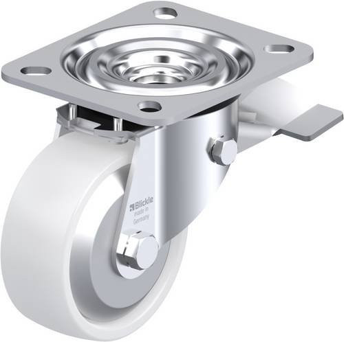 Blickle Lenkrolle L-PPN 80R-ST-FA mit Feststeller, Rad-Durchmesser: 80 mm, Tragfähigkeit: 120 kg, Farbe: Weiß - Bild 1