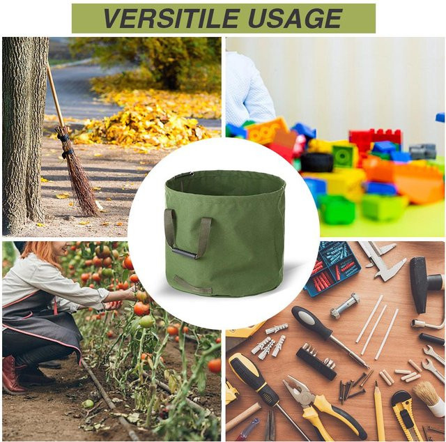 Shoemst Gartenabfallsack aus Polyester, faltbar und wasserabweisend, wiederverwendbarer Laubabfallsack mit Griffen, grün - Bild 1