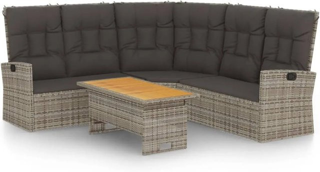 vidaXL 2-tlg Garten-Lounge-Set aus Polyrattan mit Eckbank und Couchtisch in Grau - Bild 1