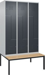 C+P Z-Spind Classic PLUS Sitzbank mit 6 Fächern und Zylinderschloss, Sitzfläche aus Buche-Hartholz, B/T/H: 212,0 x 120,0 x 81,5 cm - Bild 1