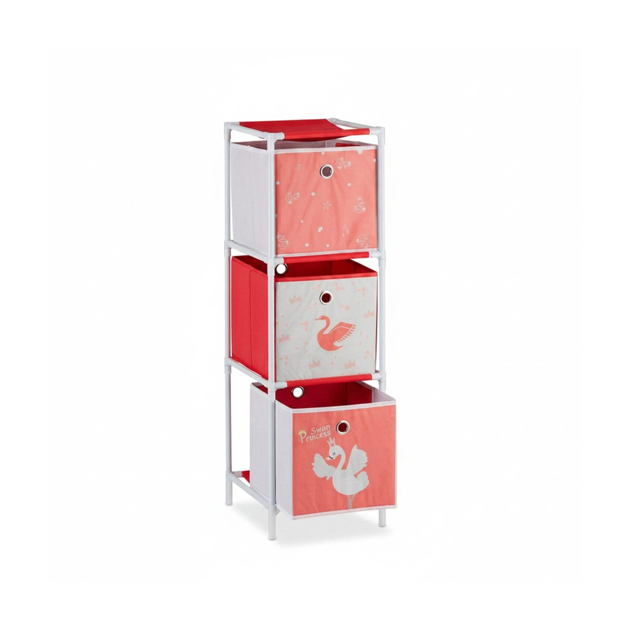 Relaxdays Kinderregal Schwan mit 3 Boxen in Weiß und Rot, B/T/H: 89 x 27,5 x 30 cm - Bild 2