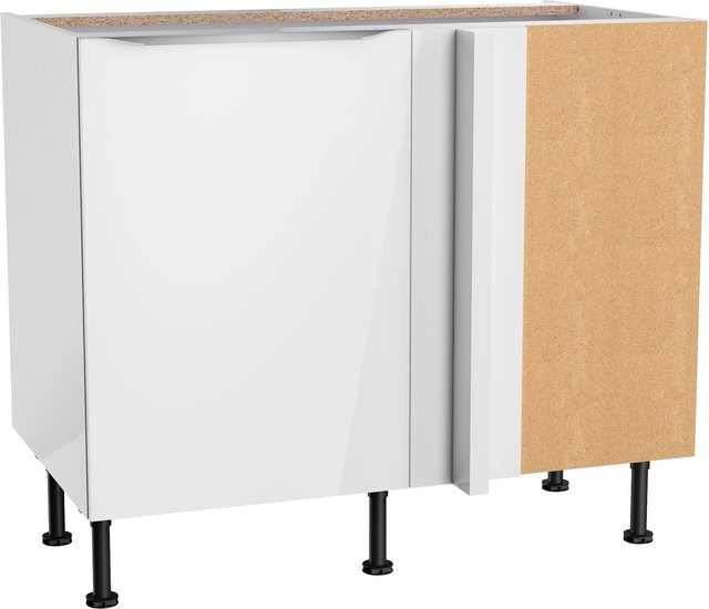 Optifit Küchen-Eck-Unterschrank Arvid Weiß Glanz B/T/H: 100 x 58,4 x 87 cm - Bild 1